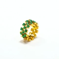 Retro geometric hollow gold ring featuring square green gemstones in a vintage style - US 6 / Gold Green Zirconia
