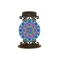 DIY mandala diamond painting desktop ornament with colorful floral pattern and wood stand - Mandala Style 2