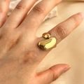 Polished 18K gold-plated stainless steel ring featuring a unique droplet teardrop design - Gold (JZ-YS600-G)