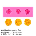 Rosa Silikonform mit drei Rosenblüten inklusive Maßen für DIY-Backen und Bastelarbeiten - 1# Dreifache Rosen (15-175) / Rosa