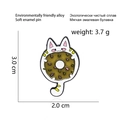 Cartoon white cat hugging donut enamel pin made of eco-friendly alloy for apparel - Cat with Donut