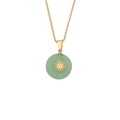 Collana in acciaio inossidabile dorato con pendente in pietra verde e motivo a sole - Sole in Avventurina Verde (2# Avventurina Verde)