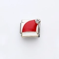 Charm natalizio in acciaio inossidabile con smalto e cristallo per bracciale componibile - Cappello di Natale Rosso