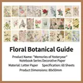 Retro floral scrapbooking paper set with 60 sheets of vintage botanical nature designs - Flower Illustration
