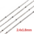Polished silver stainless steel chain link for DIY jewelry making, size 2.4x1.8mm - AH-182 (2.4x1.8mm) / Steel