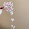 Pince à cheveux florale dégradée rose et blanc avec longues pampilles et pétales - Accessoire Cheveux Fleur Dégradée Rose Blanc avec Gland (116#) / Rose