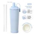Hellblaue 830ml Isolierflasche mit Keramikbeschichtung, Tritan-Strohhalm und Magnetgriff - 830ml / Eisblau
