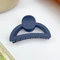 Matte dark blue acrylic shark hair claw clip in a semi-circle design for women - Navy Blue