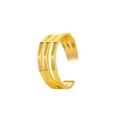Minimalist gold-finished C-shaped triple-layer geometric ear cuff for non-pierced ears - 03 Triple Layer Geometric (WG0-0370)
