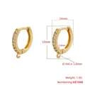 14mm gold-plated hoop earrings with single-row zircons and a small hanging loop - 14mm (1 Pair) / Gold
