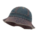 Bob en jean bleu foncé style urbain avec surpiqûres orange et œillets d'aération - Bleu foncé
