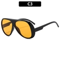 Retro aviator sports sunglasses with black frame and orange lenses C3 color variant - Black Frame Yellow Lens