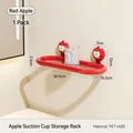 Mensola da bagno ovale rossa con ventose in PET e ABS con ganci a forma di mela - Strato Singolo / Mela Rossa