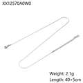 Silver long snake chain necklace with lobster clasp and adjustable extension chain detail - 40+5cm (2.1g) / Silver