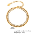 Gold double chain bracelet with circular white zircon and twisted link design - Double Chain Rope Style (BR-2419)