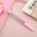 Pink liquid glitter quicksand pen with moon topper and 100% Girl text on pink tray - Moon Pink