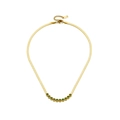 Dettaglio della collana a catena serpente dorata con pietre preziose verdi tonde - Collana in Zirconia Verde Oro (D609)