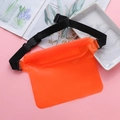 Bright orange waterproof PVC pouch with adjustable nylon strap and secure folding closure - Waterproof Waist Bag / Orange