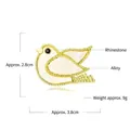 Golden alloy pigeon brooch with white enamel detail and sparkling rhinestones - Dove Rhinestone