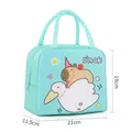 Teal insulated lunch bag with cute capybara print and durable oxford fabric - Capybara Riding Goose Pattern / Lake Green
