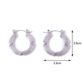 Pendientes de aro plateados con textura de rayas verticales, medida 2,5cm x 2,3cm - Aro Acanalado Vertical Plateado / 2.5cmx2.3cm