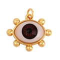 Goldener Anhänger mit braunem Auge und Metallperlen für DIY-Schmuckzubehör - M86-E2 Auge Sonnen-Stil / Dunkelrot