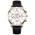 Black Strap Rose Gold Case White Dial Rose Gold Hands