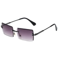 Frameless rectangle sunglasses with purple gradient lenses and black metal arms - Black Frame Dual Grey