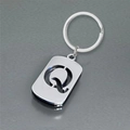 Polished stainless steel keychain featuring a hollow letter Q pendant in silver finish - Polished Alphabet Letter Q