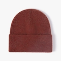 Classic rust red ribbed knit beanie with a folded cuff for winter warmth and style - One Size / Rust red