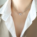 Collana argento con ciondolo a fiore, catena a graffetta e chiusura a T - 37cm / Collana Argento