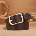 Ceinture homme en cuir marron foncé avec boucle ardillon dorée sur fond vintage - Boucle à Ardillon Dorée Café / 120cm