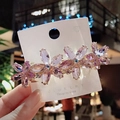 Elegante haarspeld in Koreaanse stijl met roze en paarse kristallen bloemen - Paars