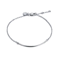 Elegant silver S925 minimalist chain bracelet featuring a polished curved bar design - Platinum Plated Curved Bar Minimalist Bracelet 1.5g