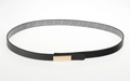 Minimalist black faux leather belt with a polished gold rectangular metal buckle - 56-58cm / Minimalist Black Buckle Band (AB58)