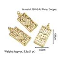 Pendente rettangolare a tarocchi placcato oro 18K con gemme colorate e cuore - Stile D