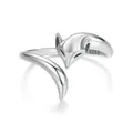 Original s925 sterling silver fox open ring with detailed animal head and tail design - Silver