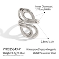 Size details of geometric silver stainless steel ring with height and weight specs - Geometric Hollow Design (YYR025343-P)