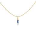 Dettaglio collana a catena a serpente placcata oro 18 carati con zircone rettangolare blu - Catena a Serpente Singola / Blu