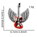 Detail view of electric guitar embroidery patch with dimensions 7.5cm by 6.1cm - Guitar With Wings Style 12