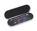 5-piece rainbow stainless steel nail and beauty tool set in silver metal case - Silver Tin Case + 5 Rainbow Tools