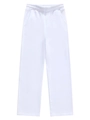 Men's minimalist white straight-leg elastic waist casual pants in flat lay view - White
