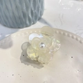 Detailed close-up of cream floral hair claw clip featuring elegant pearl accents - 5.3cm / White Mermaid