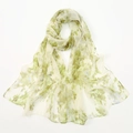 Foulard hijab en mousseline légère avec imprimé floral vert pâle sur tissu crème - 160*50CM / XQ490-2# Vert Clair