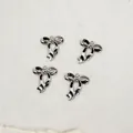 Ciondoli a fiocco argento 16x19mm in acciaio inox per creazione gioielli fai-da-te - Fiocco con Nastro Argentato