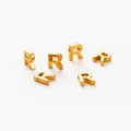 Detail of six gold plated metal letter R charms with 1.8mm hole for DIY jewelry making - Letter R / Gold