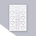 Rainbow glitter heart acrylic rhinestone stickers for DIY body art and scrapbooking - Hollow Heart White