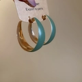 Matte green and polished gold C-shaped hoop earrings on white display card - 48# Silver Earring Post - Morandi Green - Large
