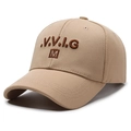 Beige baseball cap with V.V.I.G embroidery and M logo in a minimalist khaki style - Deep Beige
