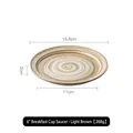Handcrafted light brown stoneware coffee saucer with spiral texture and 15.6cm diameter - Breakfast Saucer / Light Brown